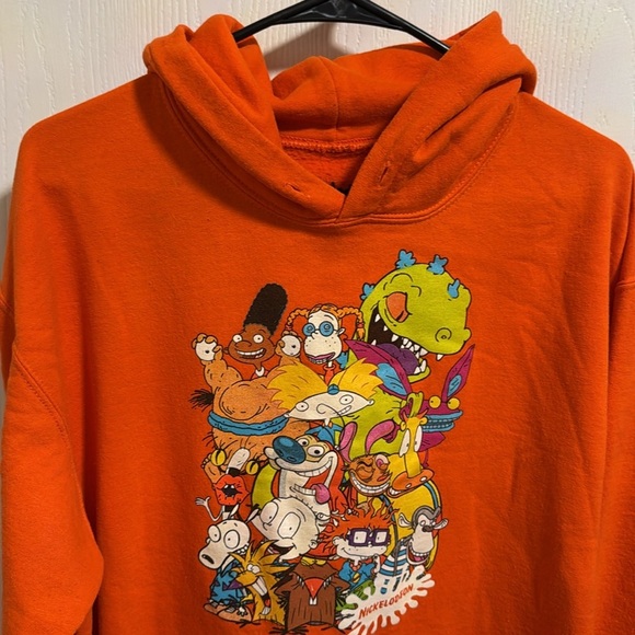 Nickelodeon Kids Unisex Boys Girl Rug Rats‎ Kangaroo Pocket Orange Hoodie Medium - Picture 3 of 8